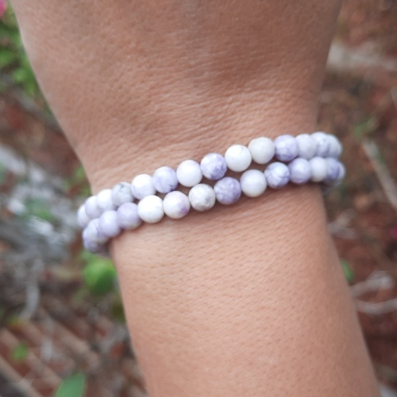 6mm Purple Marbling Stone Bracelet - Picture 4 of 4